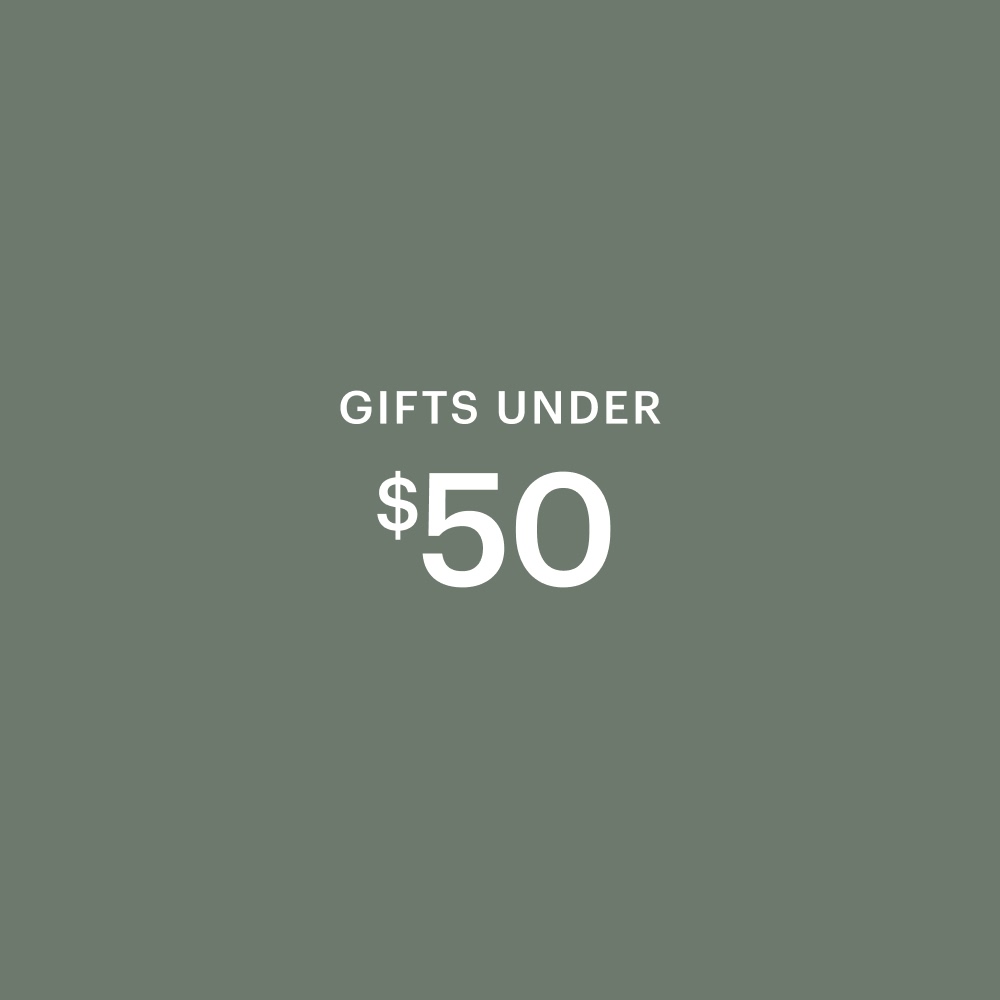 A green square with the text Gifts Under $50 in white