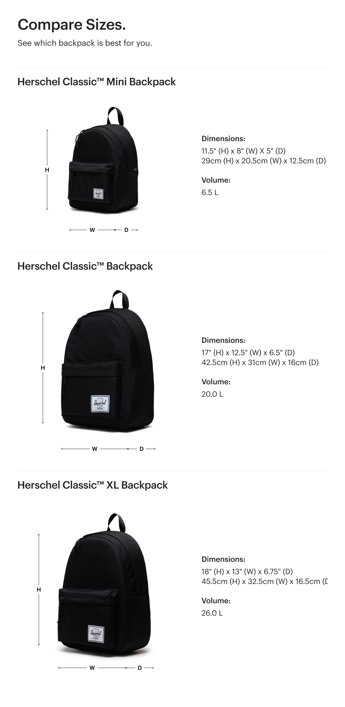 Compare Classic Backpacks